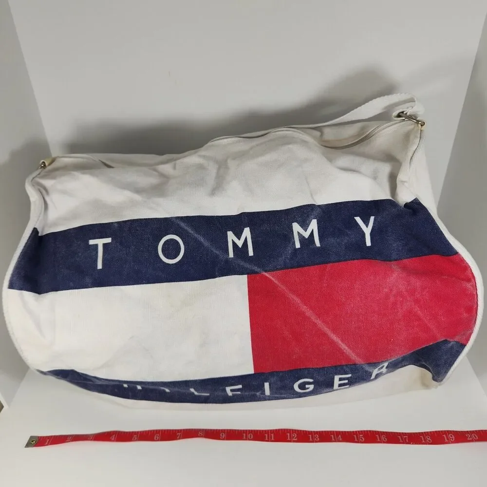 Vintage 1990s Tommy Hilfiger Canvas‎ Duffel Bag White